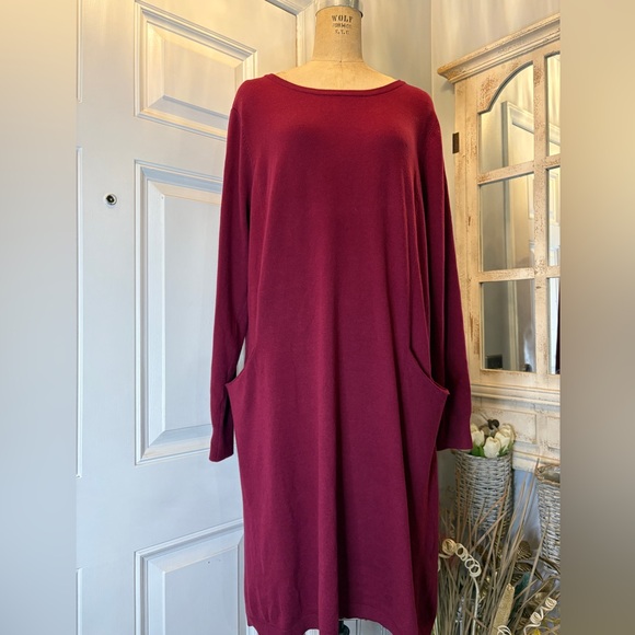 Sundance Dresses & Skirts - Sundance Rich Burgundy Long Sleeve Minimalist Cabincore LagenLook Dress Size XL